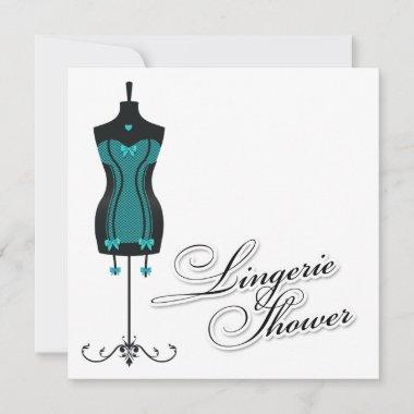 311-Turquoise Lingerie Mannequin Invitations