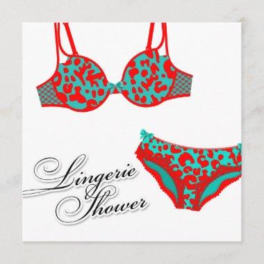 311-Turquoise Red Leopard Lingerie Set Invitations