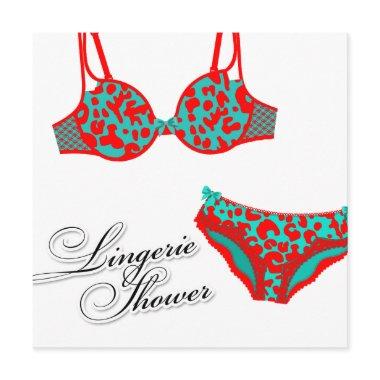 311-Turquoise Red Leopard Lingerie Set Invitations