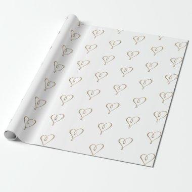3D Metallic Gold Heart Swirl Wedding Anniversary Wrapping Paper