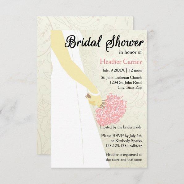 3x5 Vertical Dress & Bouquet -Bridal Shower Invite