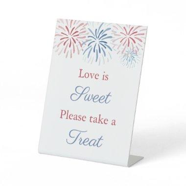 4th July Fireworks  Favor Table Pedestal Sign