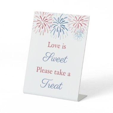 4th July Fireworks Bridal Shower Favor Table Pedestal Sign