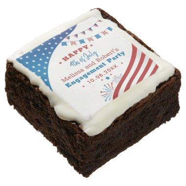 4th of July Engagement Party Red White Blue Brownie