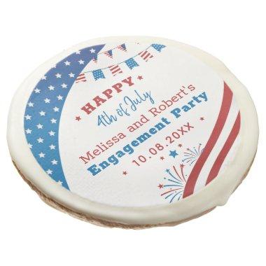 4th of July Engagement Party Red White Blue Custom Sugar Cookie