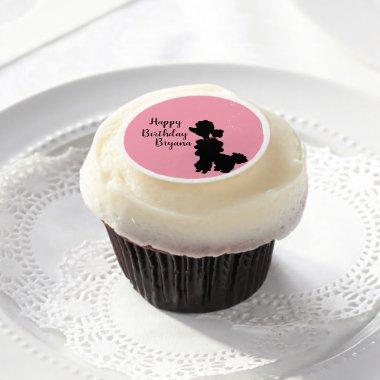 50's Pink & Black Poodle Birthday Party Sock Hop Edible Frosting Rounds