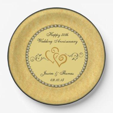 50th Golden Wedding Anniversary Paper Plate