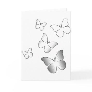 5 White Butterflies Invitations