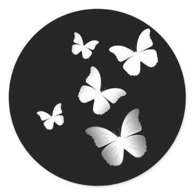 5 White Butterflies Classic Round Sticker