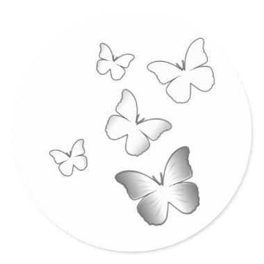 5 White Butterflies Classic Round Sticker