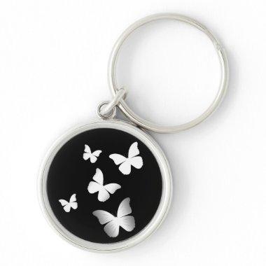 5 White Butterflies Keychain