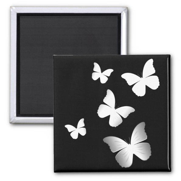 5 White Butterflies Magnet