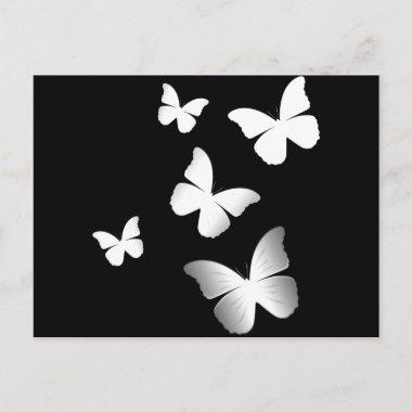 5 White Butterflies PostInvitations