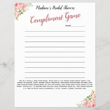 5 word Compliment Game Fun Bridal Shower Fab