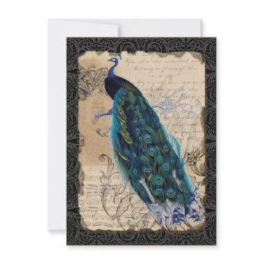 Ancient Peacock Vintage Wedding Invitations