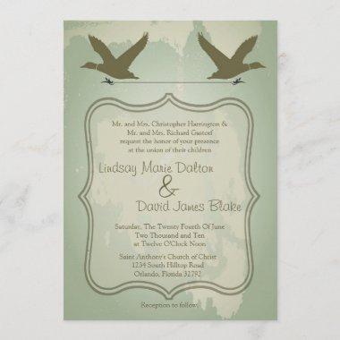 Country Duck Hunting Rustic Wedding Invitations