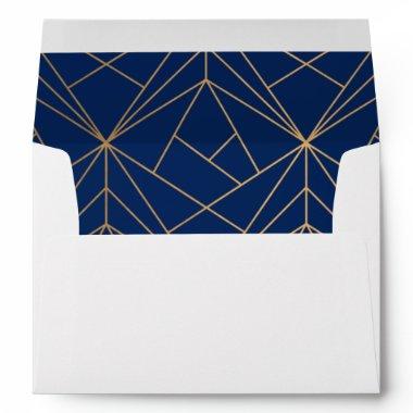 Navy Blue Abstract Lines with Return Address Envelope