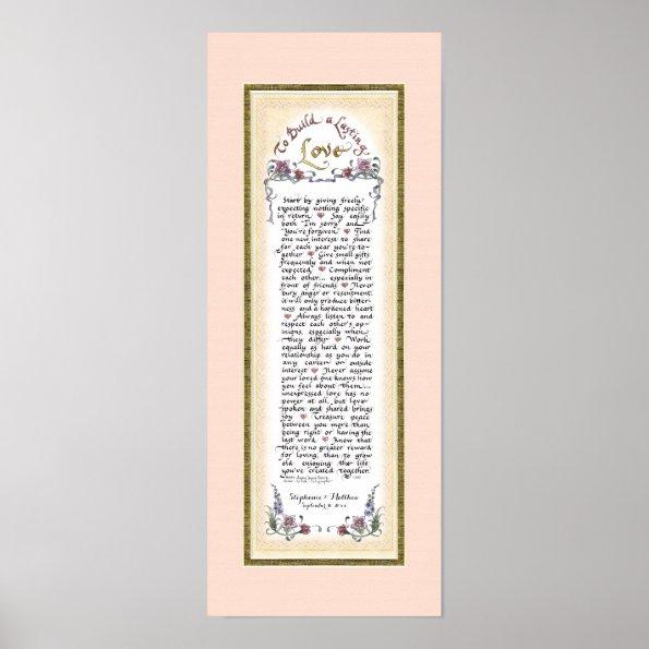 8 x 20 To Build a Lasting Love Blush Gold Leaf Poster