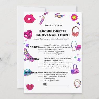 90's baby Bachelorette scavenger photo hunt game Invitations