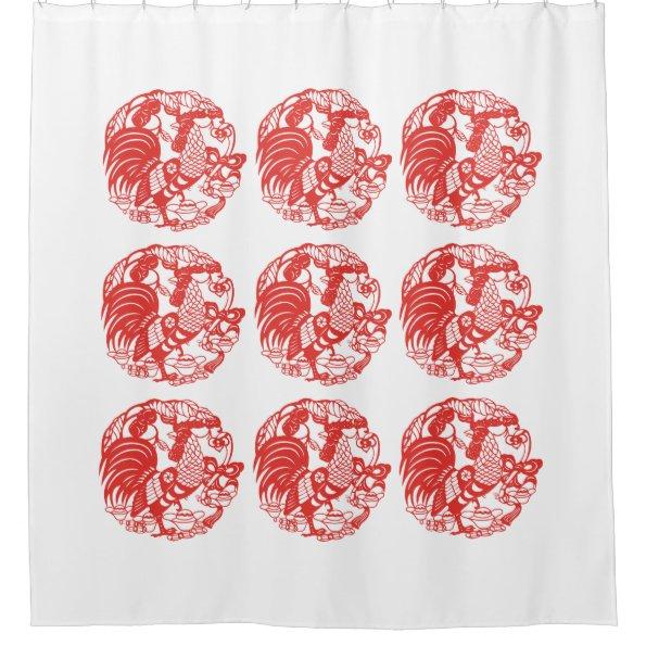 9 Roosters for Longevity Rooster Year 2017 ShowerC Shower Curtain