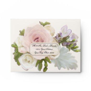 A2 RSVP Response  Rose Freesia Floral Weddings Envelope