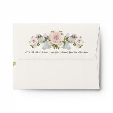 A2 Thank You Pretty Rose Freesia Floral Weddings Envelope