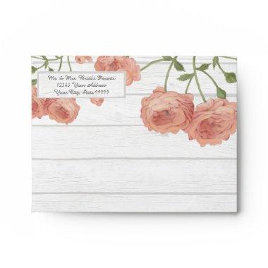 A2 Thank You Wood Pretty Floral Blush Roses Mint Envelope