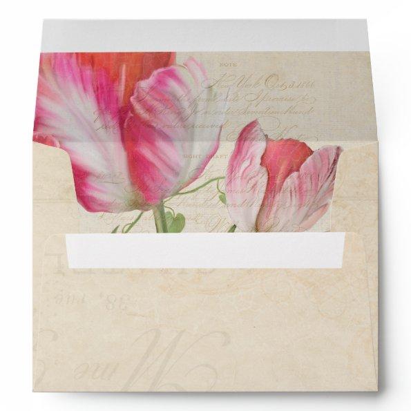 A7 Elegant Botanical Floral Artwork Vintage Tulips Envelope