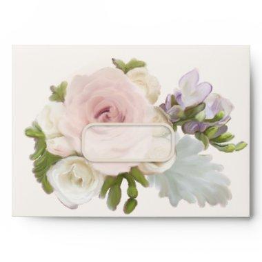 A7 Exquisite Pretty Rose Freesia Floral Weddings Envelope