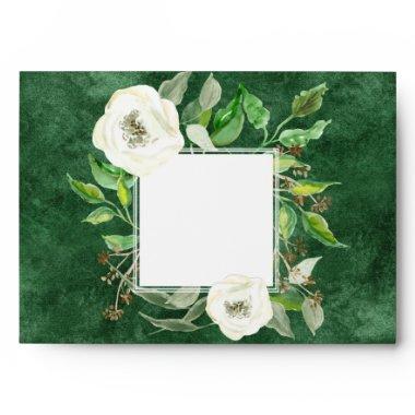 A7 Return Address Boho Foliage Leaf Rose Green Art Envelope