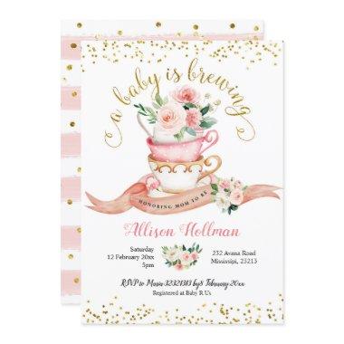 A Baby is Brewing Tea Party Baby Shower Invitations