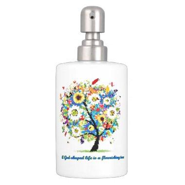 A God-Shaped Life is A Flourishing Tree Soap Dispenser And Toothbrush Holder