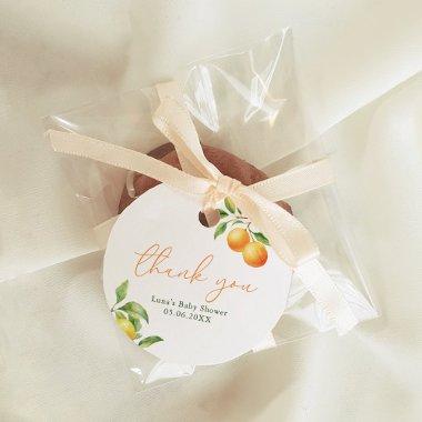 A Little Cutie Is On The Way Orange Baby Shower Favor Tags
