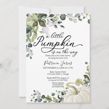 A Little Pumpkin Is On The Way Baby Shower Invitations