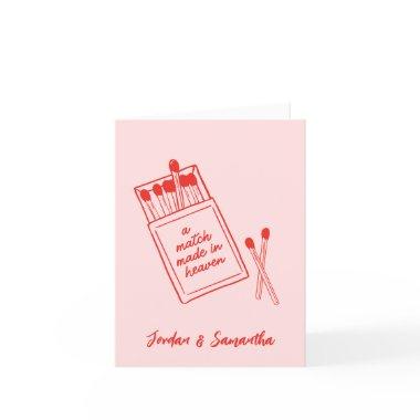 A Match Made in Heaven Pink Folded Thank You Notes