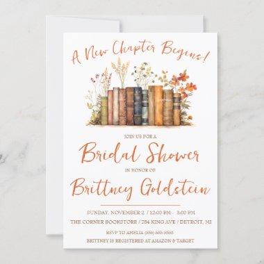 A New Chapter Begins! Autumn Floral Bridal Shower Invitations