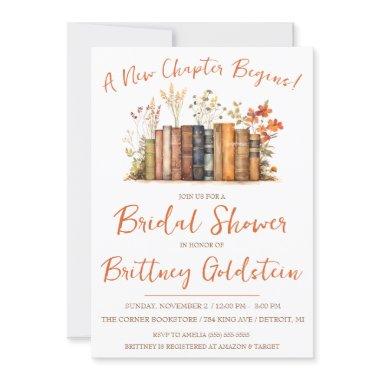 A New Chapter Begins! Autumn Floral Bridal Shower Invitations