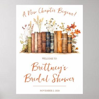 A New Chapter Begins! Autumn Floral Bridal Shower Poster