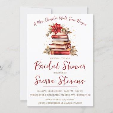 A New Chapter Begins,Christmas Theme Bridal Shower Invitations