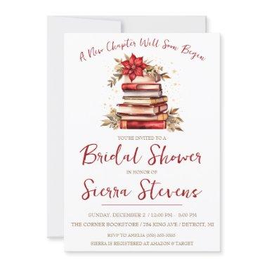 A New Chapter Begins,Christmas Theme Bridal Shower Invitations