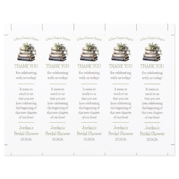 A New Chapter Begins! Stacked Books Bookmark Favor