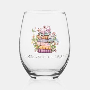 A New Chapter Story Book  Stemless Wine Glass