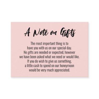 A Note on Gifts Casual Handwriting Wedding, Pink Enclosure