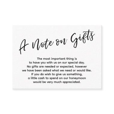 A Note on Gifts Casual Handwriting Wedding, White Enclosure