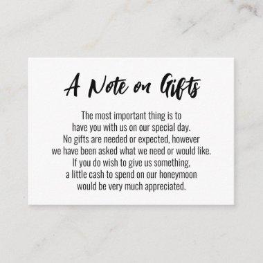A Note on Gifts Casual Handwriting Wedding, White Enclosure Invitations