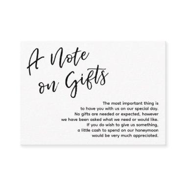 A Note on Gifts Casual Handwriting Wedding, White Enclosure