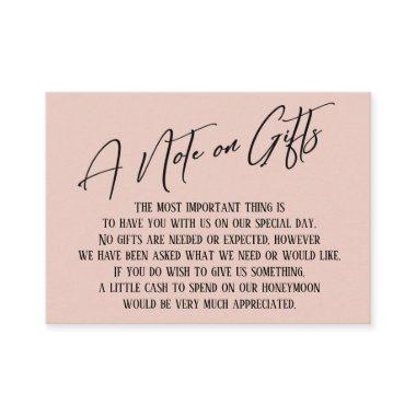 A Note on Gifts Modern Handwriting Wedding Blush Enclosure