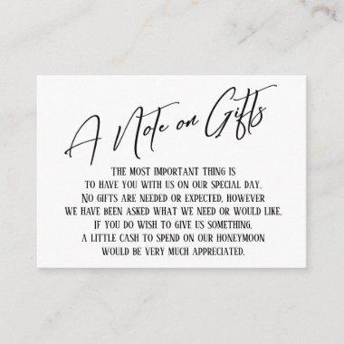 A Note on Gifts Modern Handwriting Wedding Enclosure Invitations