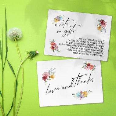 A Note on Gifts Painted Wildflowers Wedding Enclosure Invitations