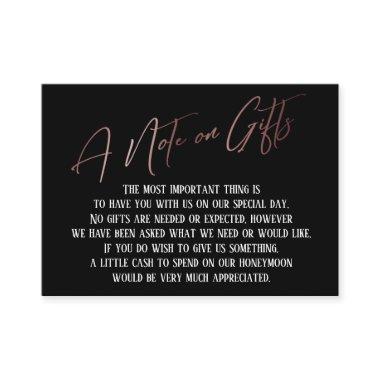 A Note on Gifts Rose Gold Handwriting Wedding Enclosure Invitations